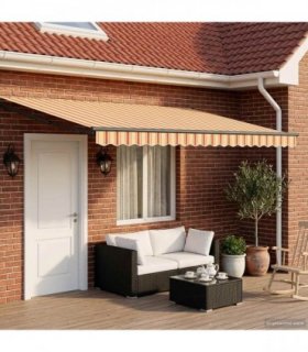 vidaXL Manual Retractable Awning with LEDs Multicolour 4 x 3 m