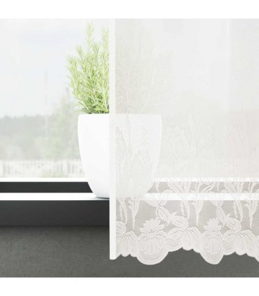 vidaXL Lace Curtain with Curtains Floral White 200 x 1200 cm Polyester