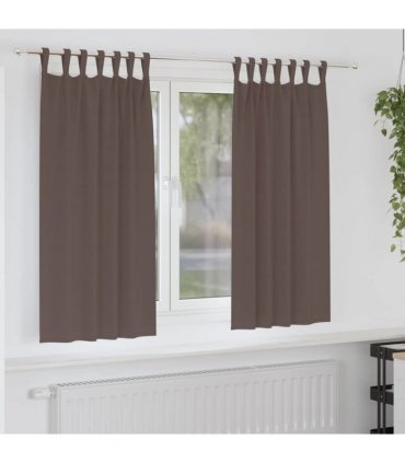 vidaXL Blackout Curtains with Rings 2 pcs Dark Brown 175 x 140 cm