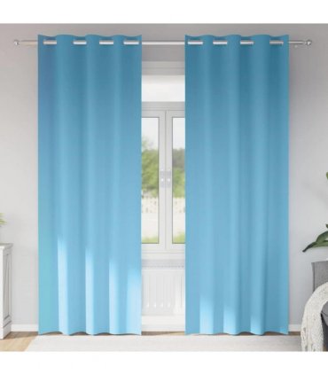 vidaXL Blackout Curtains with Rings 2 pcs Light Blue 245 x 140 cm