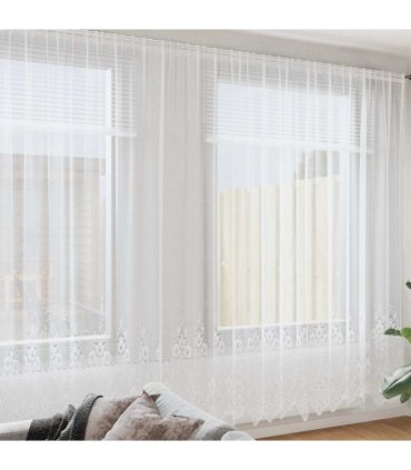 vidaXL Lace Curtain with Curtains Floral White 280 x 500 cm Polyester