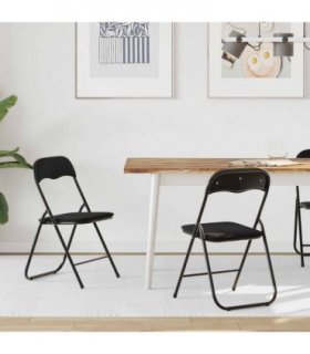 vidaXL Folding Chair 2 pcs Black 48 x 44 x 78 cm Velvet