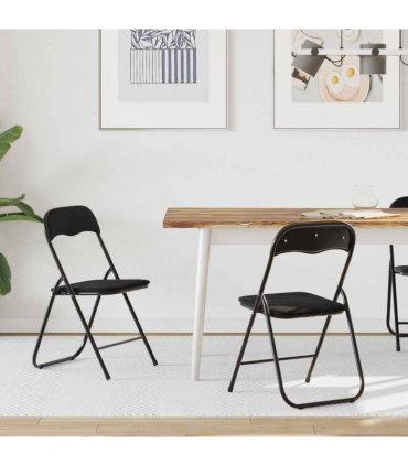 vidaXL Folding Chair 2 pcs Black 48 x 44 x 78 cm Velvet