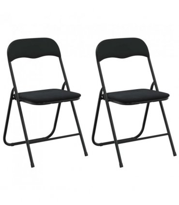 vidaXL Folding Chair 2 pcs Black 48 x 44 x 78 cm Velvet