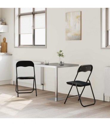 vidaXL Folding Chair 2 pcs Black 48 x 44 x 78 cm Velvet