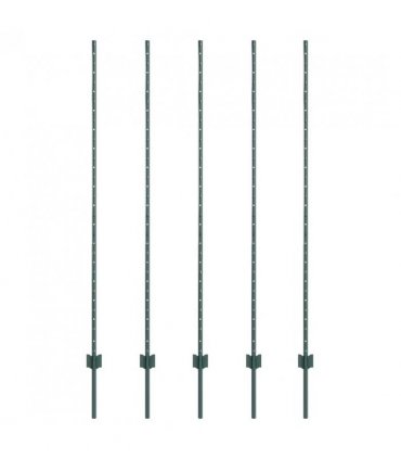 vidaXL Embedded Fence Post 5 pcs Green 200 cm Powder-Coated Steel
