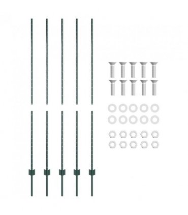 vidaXL Embedded Fence Post 5 pcs Green 200 cm Powder-Coated Steel