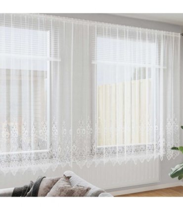 vidaXL Lace Curtain with Curtains Floral White 200 x 1200 cm Polyester