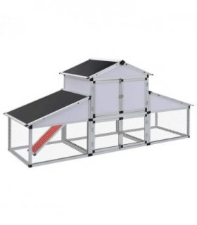 vidaXL Chicken Coop with Runs and Nest Box Aluminium
