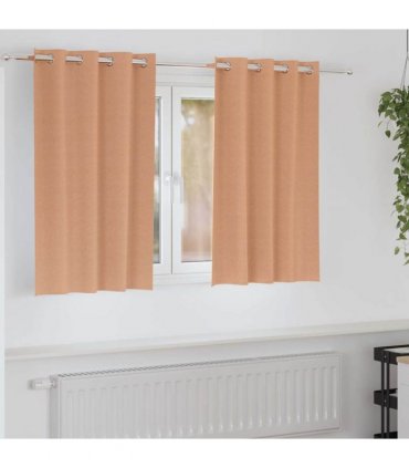 vidaXL Blackout Curtains with Rings 2 pcs Light Brown 140 x 140 cm