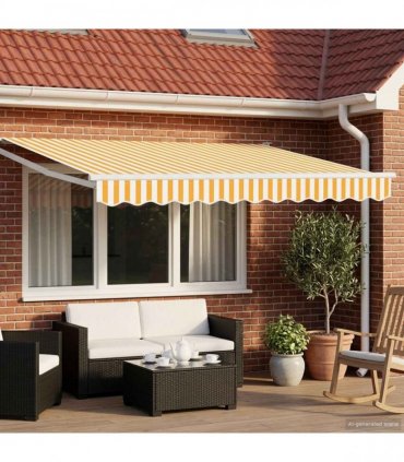 vidaXL Electric Retractable Awning Yellow and White 3 x 2.5 m