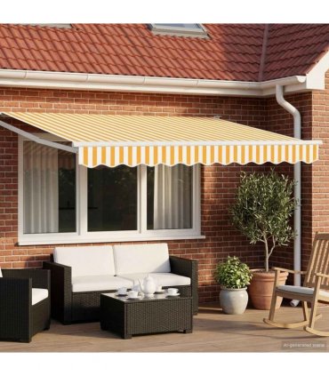vidaXL Electric Retractable Awning Yellow and White 3 x 2.5 m