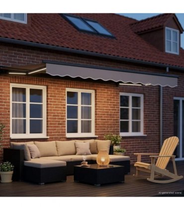 vidaXL Manual Awning Frame with LEDs Anthracite 3 x 2.5 m Aluminium