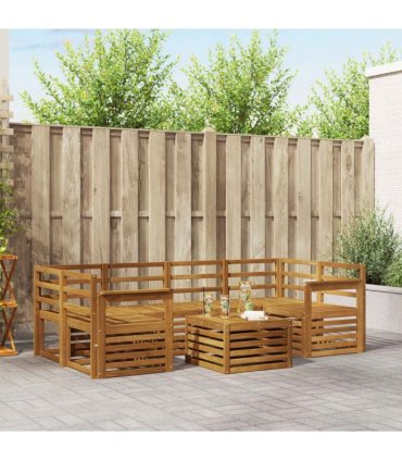 vidaXL Outdoor Sofa Set 7 pcs Natural Solid Acacia Wood