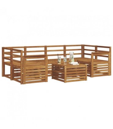 vidaXL Outdoor Sofa Set 7 pcs Natural Solid Acacia Wood