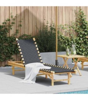 vidaXL Sun Lounger with Black Woven Webbing 55x200x30 cm Bamboo