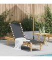 vidaXL Sun Lounger with Black Woven Webbing 55x200x30 cm Bamboo