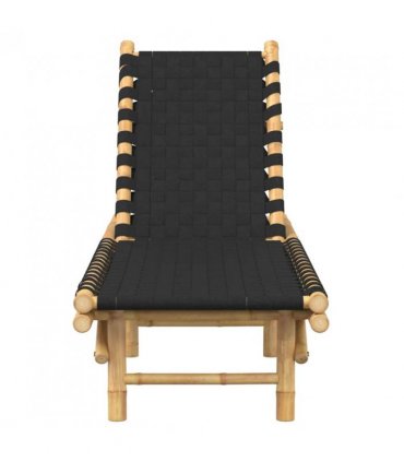 vidaXL Sun Lounger with Black Woven Webbing 55x200x30 cm Bamboo