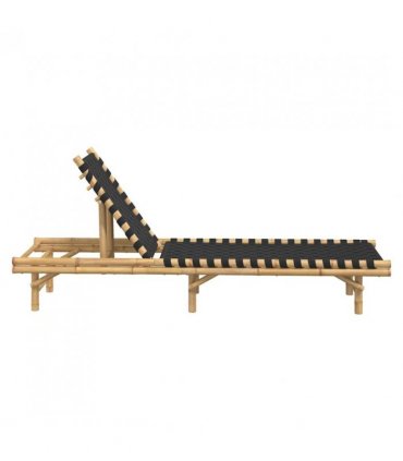 vidaXL Sun Lounger with Black Woven Webbing 55x200x30 cm Bamboo