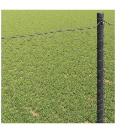 vidaXL Hexagon Fence Grey 1.6 x 25 m PVC