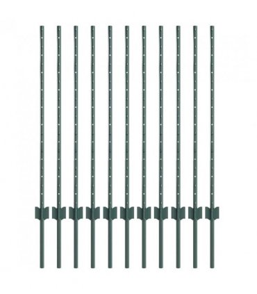 vidaXL Embedded Fence Post 11 pcs Green 140 cm Powder-Coated Steel