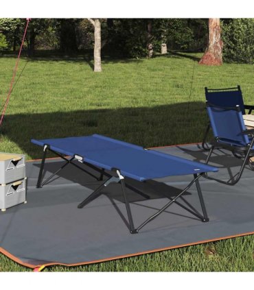 vidaXL Folding Camping Bed Blue 206 x 76 x 74 cm Oxford and Steel