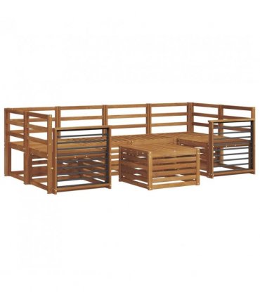 vidaXL Sofa Sets 7 pcs Natural Solid Acacia Wood