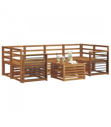 vidaXL Sofa Sets 7 pcs Natural Solid Acacia Wood