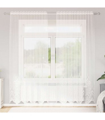 vidaXL Lace Curtain with Curtains Floral White 200 x 150 cm Polyester