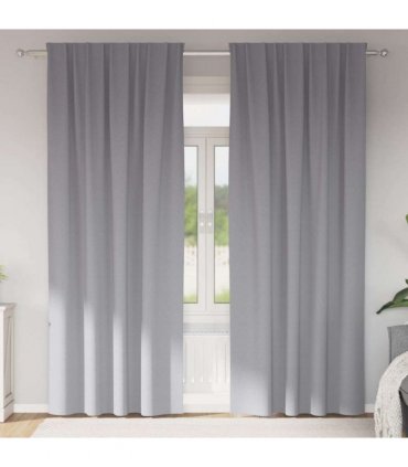 vidaXL Blackout Curtains with Rings 2 pcs Light Grey 245 x 140 cm