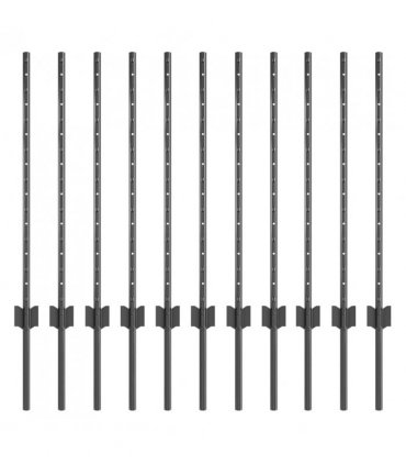 vidaXL Embedded Fence Post 11 pcs Grey 120 cm Powder-Coated Steel