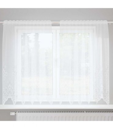 vidaXL Lace Curtain with Curtains Floral White 180 x 150 cm Polyester