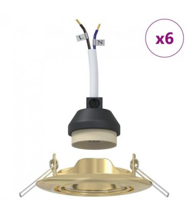 vidaXL Spotlight 6 pcs Gold 9 x 9 x 2.5 cm Metal