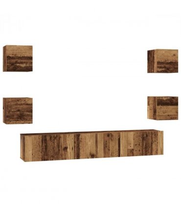 vidaXL TV Cabinet Set Wall-mounted 7 pcs Old Wood Engineered Wood