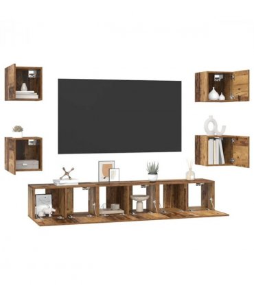 vidaXL TV Cabinet Set Wall-mounted 7 pcs Old Wood Engineered Wood