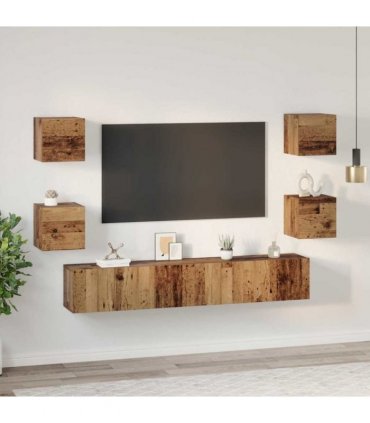 vidaXL TV Cabinet Set Wall-mounted 7 pcs Old Wood Engineered Wood
