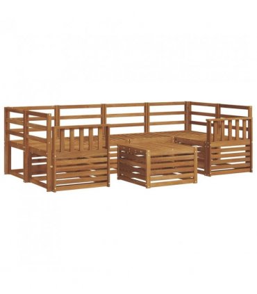 vidaXL Outdoor Sofa Set 7 pcs Natural Solid Acacia Wood
