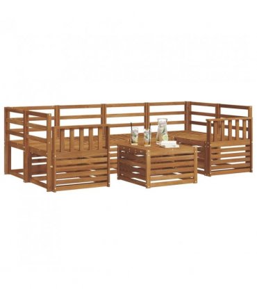 vidaXL Outdoor Sofa Set 7 pcs Natural Solid Acacia Wood