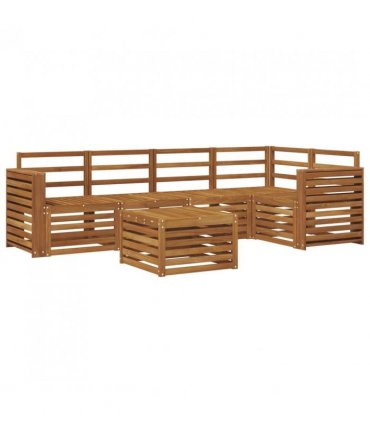 vidaXL Sectional Sofa Set 6 pcs Natural Solid Acacia Wood