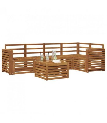vidaXL Sectional Sofa Set 6 pcs Natural Solid Acacia Wood