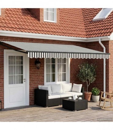 vidaXL Manual Retractable Awning with LEDs 4 x 3 m