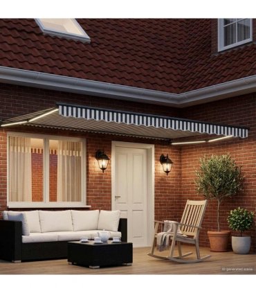 vidaXL Manual Retractable Awning with LEDs 4 x 3 m