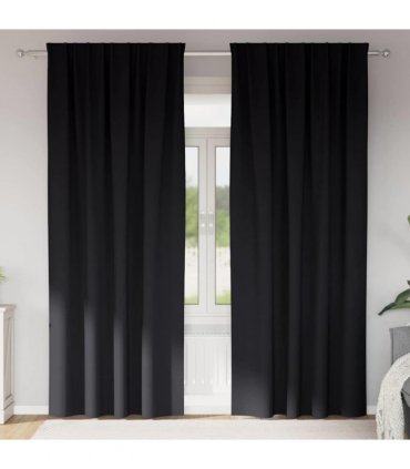 vidaXL Blackout Curtains with Rings 2 pcs Black 225 x 140 cm Polyester