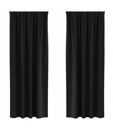 vidaXL Blackout Curtains with Rings 2 pcs Black 260 x 140 cm Polyester