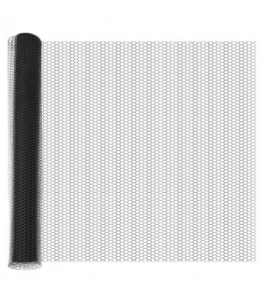 vidaXL Hexagon Fence Grey 1 x 10 m PVC