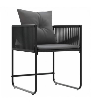 vidaXL Chair with Cushion 4 pcs Black and Anthracite PE Rattan