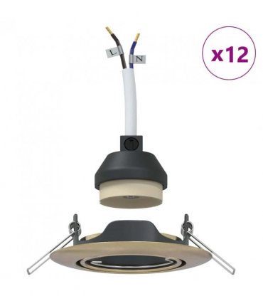 vidaXL Spotlight 12 pcs Brass 9 x 9 x 2.5 cm Metal