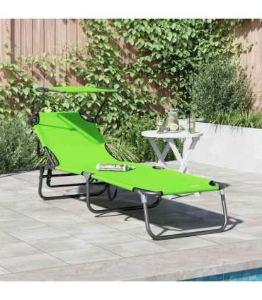 vidaXL Folding Sun Lounger Folding Green 190 x 57 x 81 cm Oxford