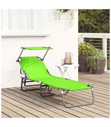 vidaXL Folding Sun Lounger Folding Green 190 x 57 x 81 cm Oxford