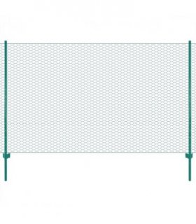 vidaXL Wire Mesh Fence with Posts Steel 25x2 m Green